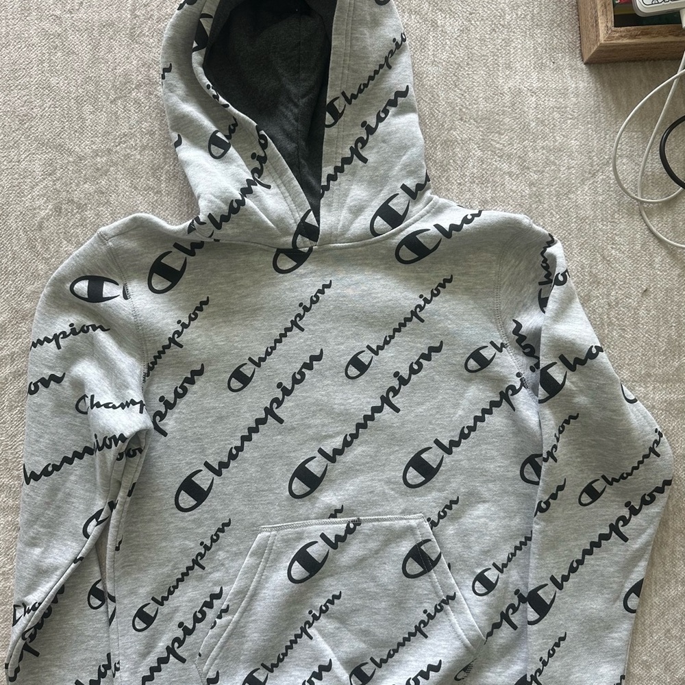 Champion Light Gray Logo Hoodie